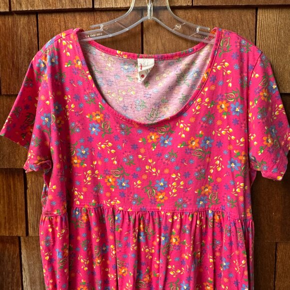 EUC Hanna Andersson Pink Floral Print All Cotton Short Sleeve Dress in Large - Picture 2 of 8